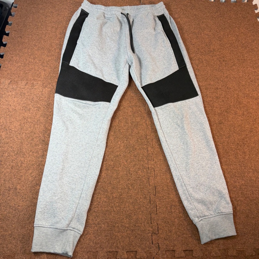 A+ gym fit Southpole Mens Joggers Gray Fleece Mesh Panel Sweatpants XL RN 82628